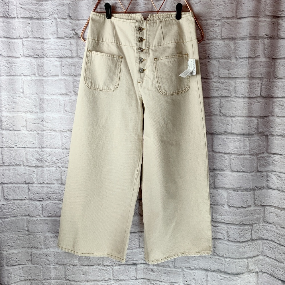 Free People Oatmeal Wide Leg Jeans - NWT - 29